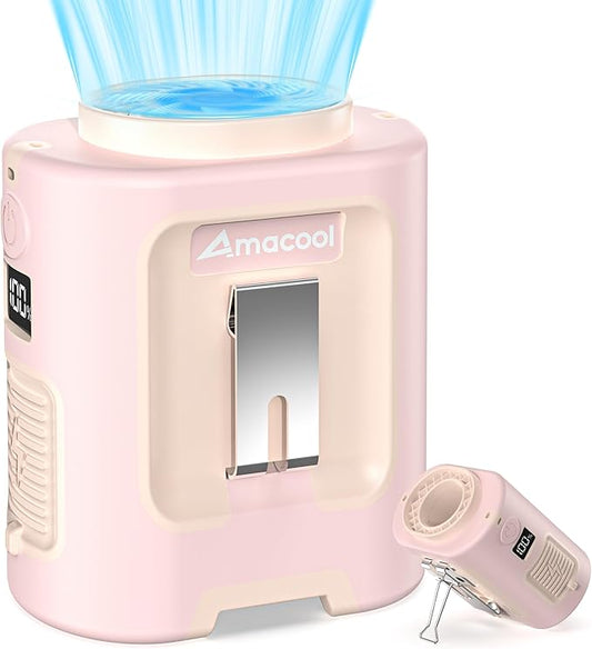 AMACOOL Mini Portable Waist Fan Clip on, 13000RPM 4-Speeds Personal Neck Fans, Up to 24H Battery Life, Rechargeable Wearable Shirt Belt Fan for Outdoor Work Jobsite Travel Camping, Gifts for Men