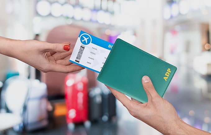 Personalized Monogrammed Teal Leather RFID Passport Wallet