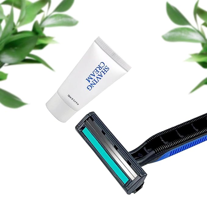 Shave Kit in Bulk, Smooth Shave Disposable Razor and Cream(12g), Individually Wrapped Toiletries Amenities for Hotel, Airbnb, Homeless, Shelter, Camping and Travel (408 Pack)