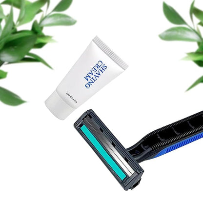 Disposable Razors in Bulk Shaving Kit Twin Blade Razors and Cream(12g), Individually Wrapped Toiletries Amenities for Hotel, Airbnb, Homeless, Shelter, Camping and Travel (102 Pack)