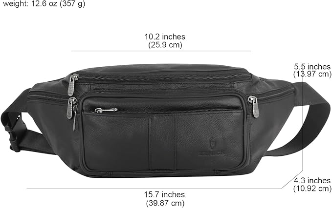 Genuine Leather Fanny Pack/Waist Bag/Organizer with Adjustable Belt, Multiple Pockets For Men and Women