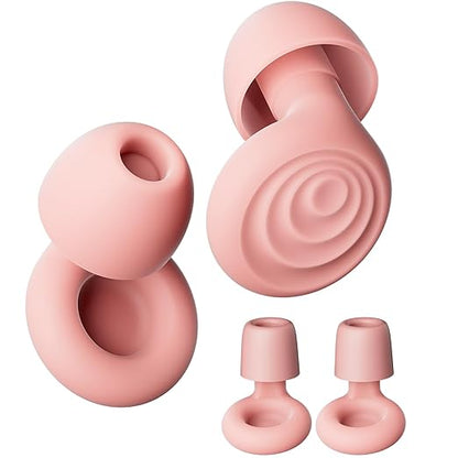Ear Plugs for Sleeping Noise Cancelling, Reusable Soft Noise Reduction Earplugs for Sleep, Focus, Travel, Work, Motorcycle, Concert with 6 Silicone Ear Tips and 6 Foam Ear Tips - 25-35dB Pink