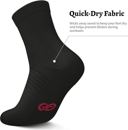 Compression Running Ankle Socks for Men and Women (6 Pairs), Quarter Athletic Socks for Running, Cycling, Golf, Work