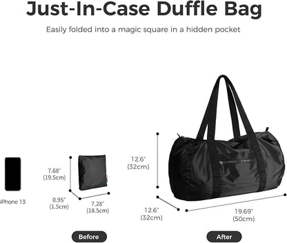 pack all Lightweight Travel Duffel Bag, Water-Resistant Sports Gym Bag, 32L Foldable Weekender Bag for Fitness, Hiking and Camping (Black)