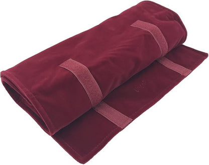 UnionPlus Velvet Jewelry Case Roll Bag for Necklace Bracelet Earrings Rings Multi-compartments, Great Jewelry Organizer for Travel, Burgundy