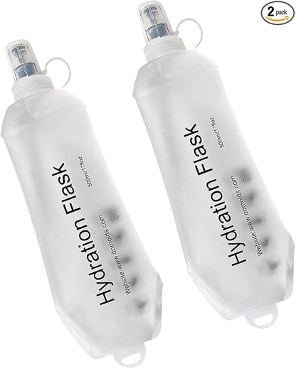 WILDREEDS 500ml Soft Flask, TPU Collapsible Soft Water Bottle for Hydration Pack, Running Vest, Folding Water Bottle for Hiking Cycling Climbing-2Pcs, White