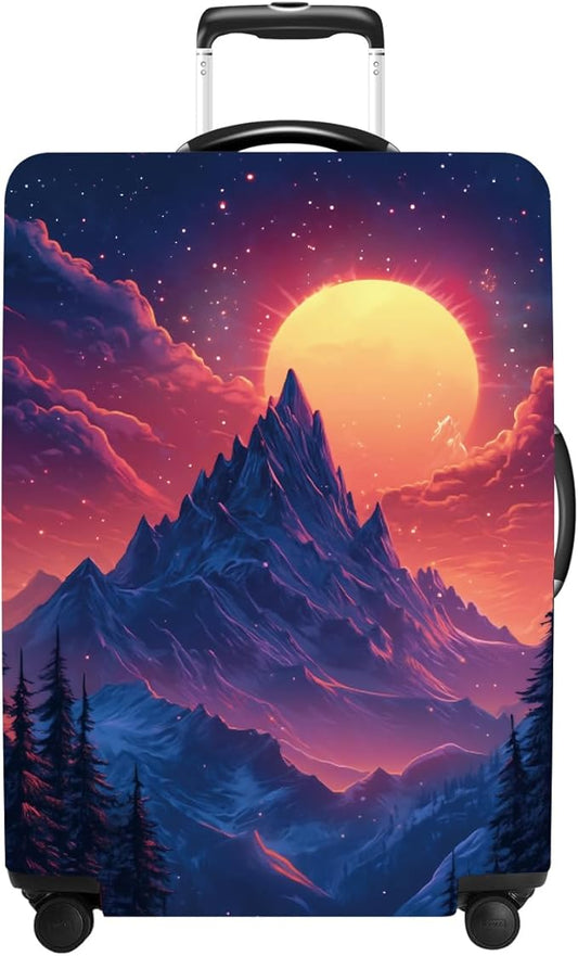 Luggage Cover Washable Suitcase Protector Anti-scratch Suitcase cover Fits 20-34 Inch Luggage (Snow mountain, S(20-22inch suitcase))