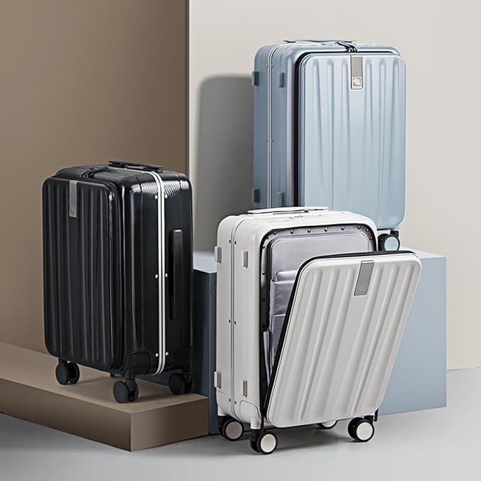 Hanke 20 Inch Carry On Luggage Hard Shell Suitcases with Wheels Luggage Suitcase Travel Luggage for Women Men Rolling Luggage Bags for Business Trip Weekender-Ivory white