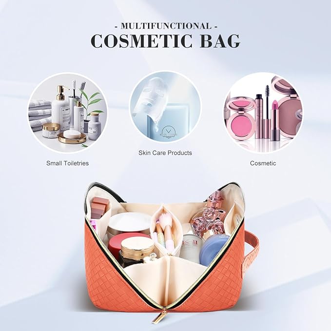 Personalized Initial Makeup Bag,Christmas Gifts for Girl,Preppy Bag Cosmetic Travel Bag Women,Travel Toiletry Organizer,Large Capacity Corduroy Stuff Bag,Cute Cosmetic Pouch Skincare Bag-BR