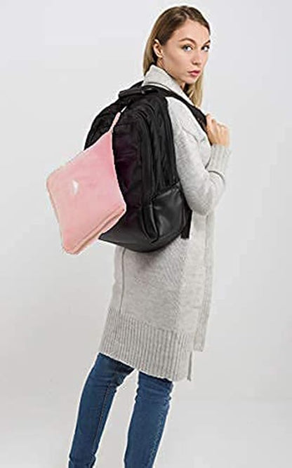 BlueHills Premium Soft Travel Blanket Pillow Airplane Blanket in Soft Bag case with Hand Luggage Belt and Carabiner Compact Pack Large Cozy Portable for Plane Car Train Transit Light Pink T020