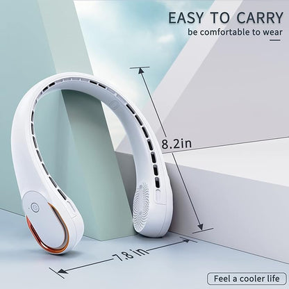 Portable Neck Fan, Bladeless Neck Fan, USB Rechargeable Personal Fan, 4000 mAh Battery Operated Fan, 3 Speeds Adjustable,Faster Cooling, Ultra Quiet, Suitable for Home, Office, Sports