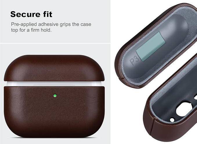 for AirPods Pro 3 Leather Case Cover - Leather from Cow Hide, Handmade Drop Protective Hard Cover, Qi and MagSafe Charging Compatible - for AirPods Pro 3rd Generation Case - Coffee Brown