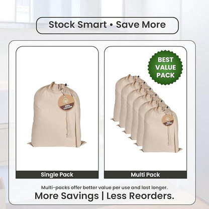 LFH Home Cotton Canvas Large Laundry Bag with Handle, Heavy Duty Drawstring Closure Washable Laundry Bags School Travel, Home, Hotel, College Dorm, Organizer Sack, Toys 20x30-Natural, Thanks Giving