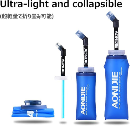 Azarxis TPU Soft Flask Collapsible Water Bottles BPA-Free 250ml 350ml 500ml 600ml for Hydration Vest Pack Running Hiking Cycling Climbing