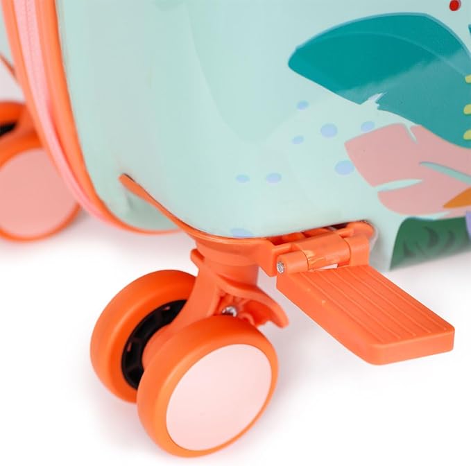 MILK&MOO Rideable Kids Suitcase Jungle Friends, Fun and Safe, Durable, Spacious and Ergonomic Design, 360° Swivel Wheels, for Children Aged 2-6 Years, 21 L, Maximum Riding Weight 50 kg / 110 Lb