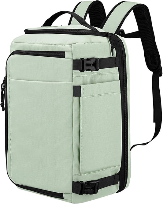 Carry On Travel Backpack with Shoe Compartment Flight Approved Laptop Backpack Expandable Work Business Backpack for Women Men Casual Daypack, Light Green