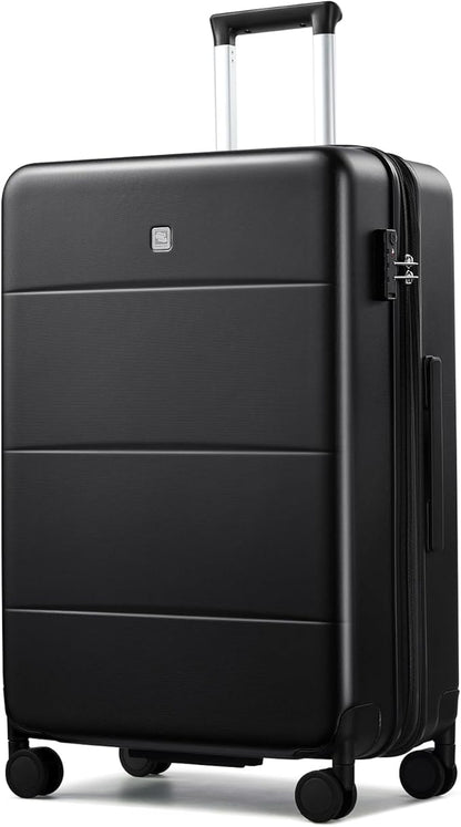 Hanke Expandable 26 Inch Luggage with Spinner Wheels, Hardside Large Suitcase, All-PC Hard Shell Travel Luggage, TSA Lock, Lightweight Durable Checked-Medium (Jet Black, 93L)