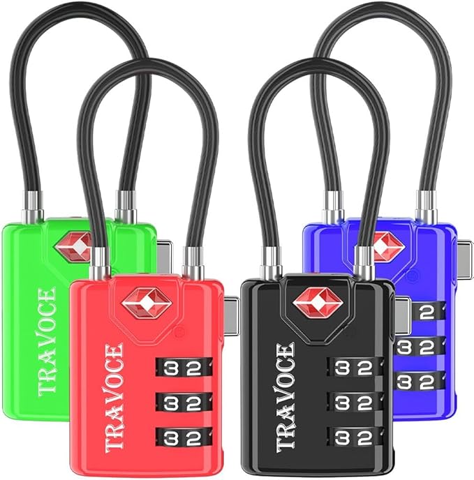 TSA Approved Luggage Locks, Travel Locks Which Also Work Great as Gym Locks, Toolbox Lock, Backpack and More 1,2,4,6 &10 pk (4 Colors)
