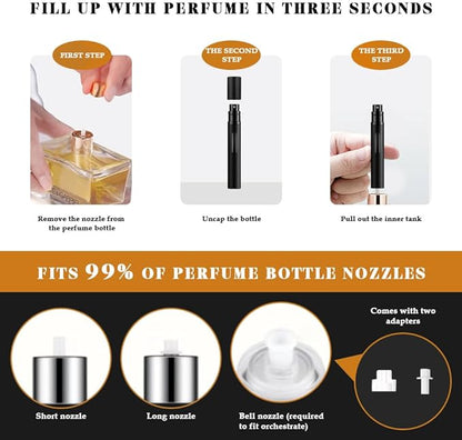 10ml Perfume Atomizer Travel Refillable, 3PCS Perfume Travel Refillable Bottle,Bottom-Filling Fragrances Perfumes Bottle,Mini Cologne Dispenser,Portable Sprayer（Black-Grey-Silver）