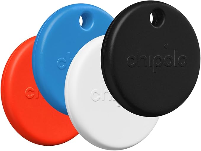 Chipolo POP Tracking Tag - Colorful, Compatible, Loud Bluetooth Tracker with Call Your Phone & Out of Range Alerts, Works with Apple Find My or Find Hub on Android - 4 Pack (Standard Mix)
