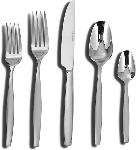 Silverware Set,30-Piece Stainless Steel Flatware Set for 6,18/0 Rust-Proof Cutlery Set with Forks & Spoons,Mirror Polished Dishwasher Safe - Heavy Duty Tableware for Wedding Housewarming
