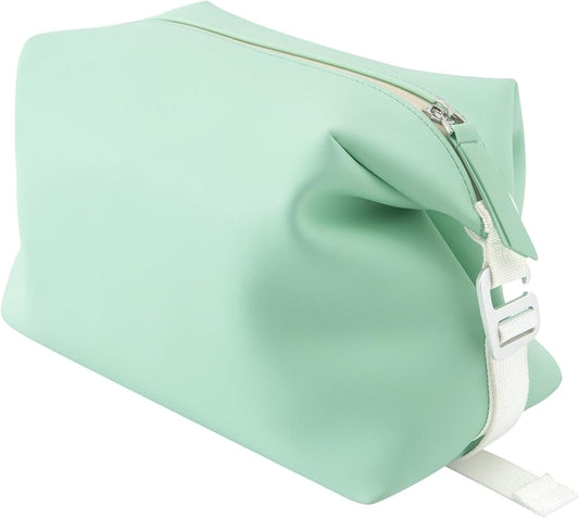 6"x 11" 6L Large Silicone Toiletry Bag,Waterproof Leakproof Foldable Travel Organizer,Dopp Kit Alternative for Men & Women,Turquoise Blue