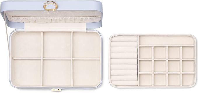 Vlando Jewelry Box Organizer for Girl,Faux Leather Lockable Jewelry Holder Organzier Case Boxes with 2 Layers,Earrings Necklace,Rings Storage,Wedding Warm Gifts Purple