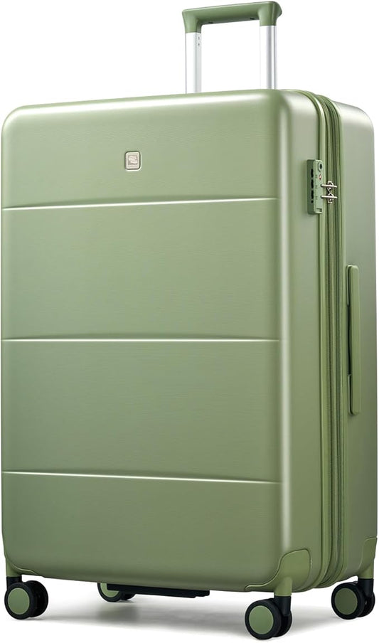 Hanke Expandable 28 Inch Luggage with Spinner Wheels, Hardside Large Suitcase, All-PC Hard Shell Checked Luggage, TSA Lock, Durable Checked-Large (Bamboo Green, 114L)