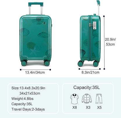 Somago Spinner 18" Hardside PC Carry on Suitcase with TSA Lock Lightweight Children Luggage(18inch, Seashell Blue)