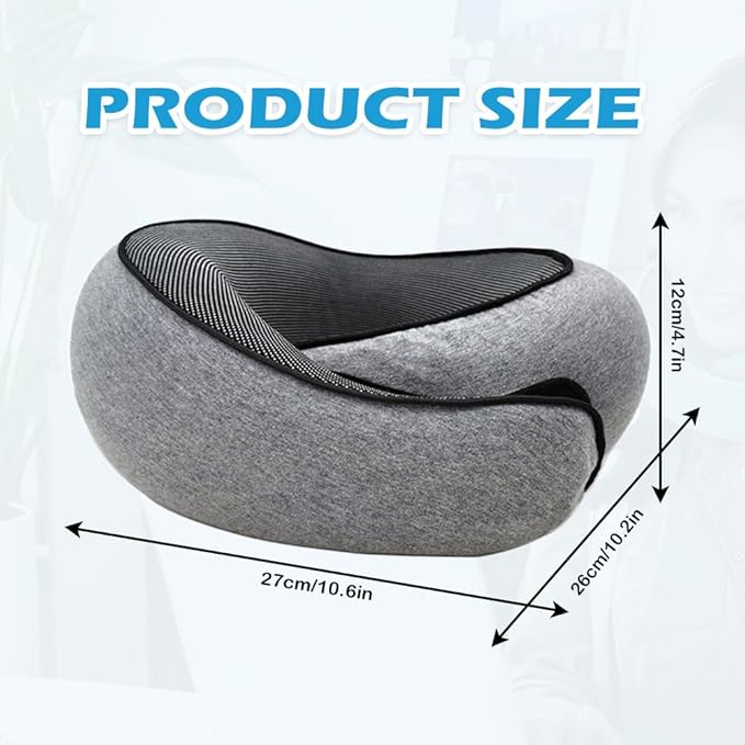Travel Neck Pillow for Airplane, Adults Memory Foam Neck Pillow for Traveling, Ergonomic Neck Support for Airplane Sleeping, Car, Airport Travel Pillow, Portable Adults Turtle Plan Pillows (Grey)