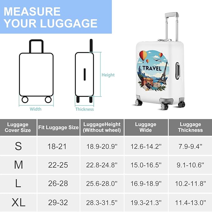 ANNA QUEEN Travel Luggage Cover Suitcase Protector Suitcase Cover Anti-Scratch,Stretchable Bag Cover Washable Durable Polyester with Elastic Hem with Zipper Closure