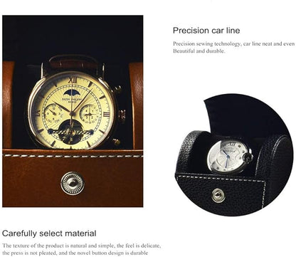 Oirlv Luxury Leather Watch Storage Box Travel Single Watch Case Watch Gift Box for Christmas Anniversary Birthday(Brown)