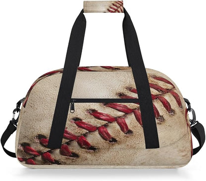 Kids Duffle Bag Girls Boys Close Up Old Vintage Baseball Weekender Overnight Bag,Lightweight Duffel Bags for Traveling Gym Sport Dance