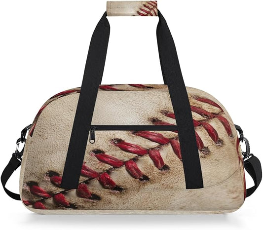 Kids Duffle Bag Girls Boys Close Up Old Vintage Baseball Weekender Overnight Bag,Lightweight Duffel Bags for Traveling Gym Sport Dance