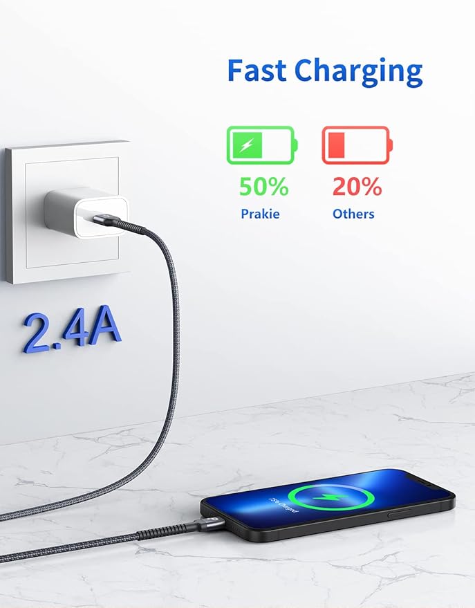 iPhone Charger Cable 3FT, 2Pack USB to Lightning Cable Extra Durable Braided, [Apple MFi Certified] Fast Charging iPhone Charger Cord Compatible with iPhone 14 13 12 11 8 7 Pro Max and More-Silver