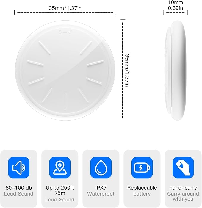 Tracker Works with Apple Find My (iOS Only),Key Finder Luggage Tracker with Keyring and Waterproof Case,Not for Android,Track Wallet Backpack Suitcase Dogs Cats Pets Collar Car (1 Pack)