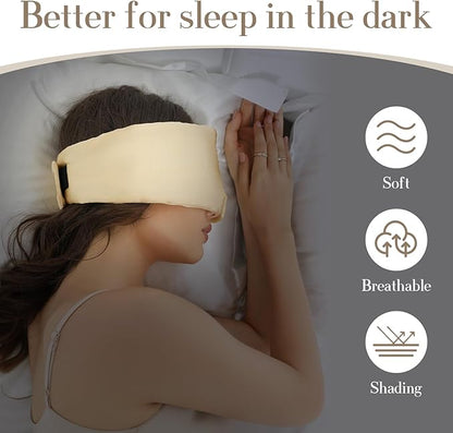 100% Mulberry Silk Sleep Mask Eye Mask for Women Man with Adjustable Band, for Side Sleeper Blackout Sleep Mask for Travel Rest and Office (Gold)
