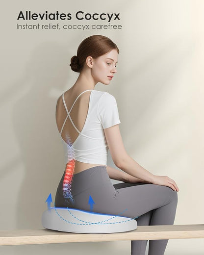 FLORICH Seat Cushion, Memory Foam Cushion for Office Chair, Ergonomic Office Seat Chair Cushion for Relieving Sciatica, Soft & Breathable Car Seat Cushion - Grey