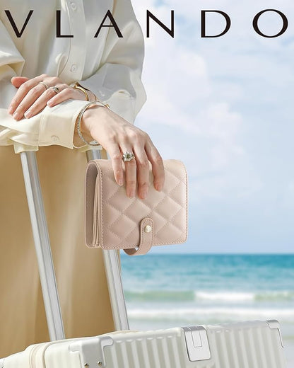 Vlando Travel Jewelry Case,Portable Jewelry Organizer Storage Book with Clear Zipper Velvet Jewelry Pouch Bag Gifts for Traveler Women Girls-Toffee