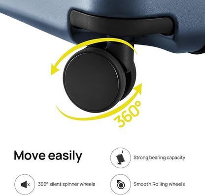 NINETYGO Medium Checked Luggage 24 Inch, Checking In Luggage with Smooth Spinner Wheels, Expandable, Hard Shell PC+ABS Suitcase, Lightweight Travel Luggage, TSA Approved (Grey, Andes)