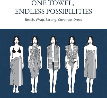 LANE LINEN Beach Towels for Women, 2 Pack Oversized, Pre-Washed, No-Shrink, Sand-Free, Quick Dry, Lightweight Travel Beach Towels for Pool & Shore, Soft and Absorbent – 39"x71", Sky Blue