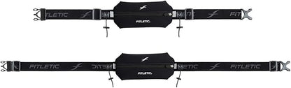 Fitletic Neo Race Belt, Black | Unique No Bounce Design for Marathon, Triathlon, Trail, 5k, 10k | Running Belt | N01R-01