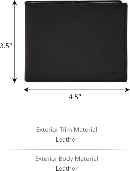 Fossil Men's Derrick Leather RFID-Blocking Bifold Passcase with Removable Card Case Wallet