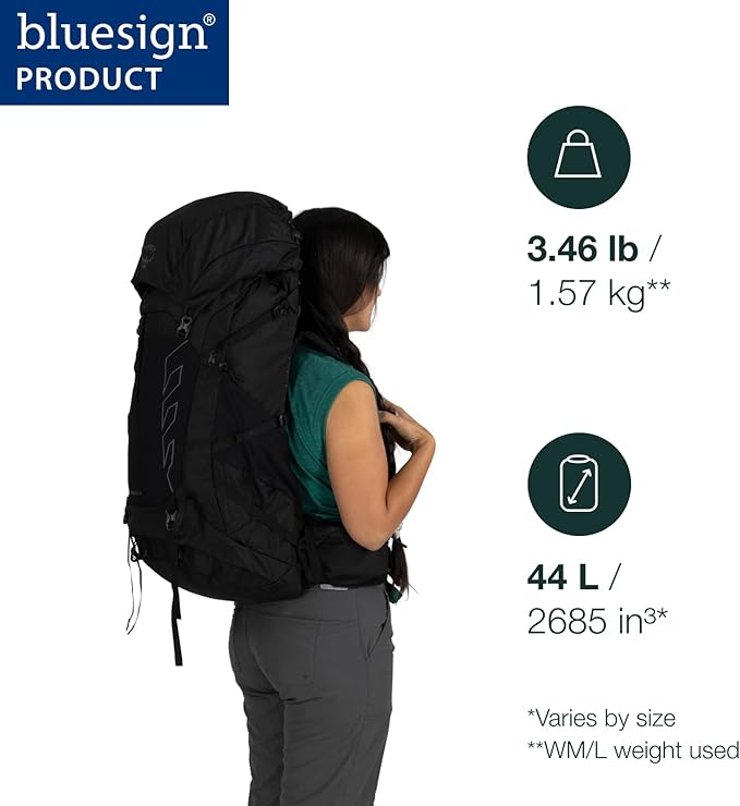 Osprey Tempest 44L Women's Lightweight Hiking Backpack - Daypack for Travel & Camping, Red Pampas/Coal Grey, M/L