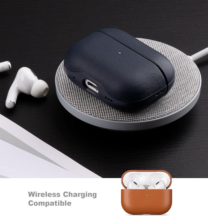 LOPIE Leather Case for AirPods Pro 2nd Generation - Handmade AirPods Pro 2 Case Cover with Lanyard - Made of Full Grain Leather - Drop Protection Hard Shell Cover - Wireless Charging Compatible, Brown