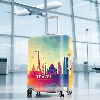 ANNA QUEEN Funny Travel Luggage Cover Suitcase Protector Suitcase Cover Anti-Scratch,Stretchable Fit for 18-32Inch Luggage,Travel Bag Cover Washable (Travel, XL(fits 29-32Inch suitcase))