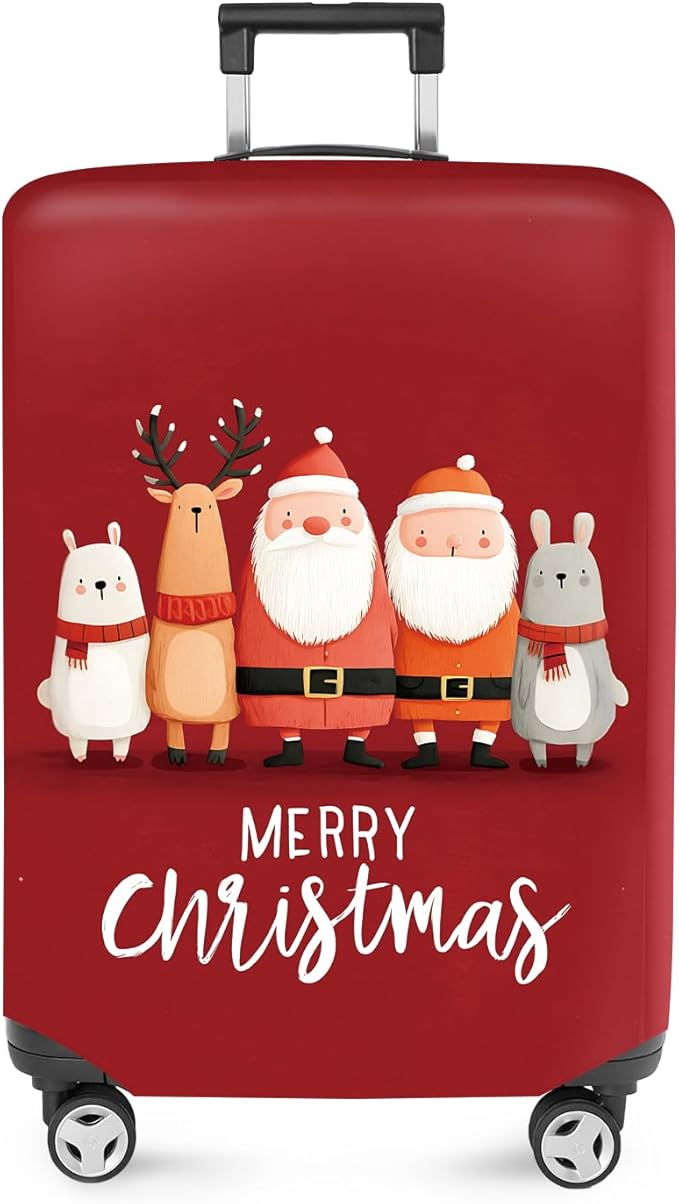 FOREVER QUEEN Merry Christmas Luggage Cover Suitcase Protector Suitcase Cover Anti-Scratch,Stretchable Bag Cover Washable Durable Polyester