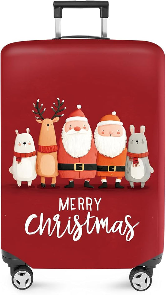 FOREVER QUEEN Merry Christmas Luggage Cover Suitcase Protector Suitcase Cover Anti-Scratch,Stretchable Bag Cover Washable Durable Polyester