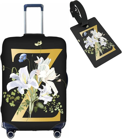 Decorative Z Suitcase Protectors Elastic Washable Luggage Covers With Concealed Zippers For 18-32 Inch Luggage (Size S: Fits 18-21 Inch)