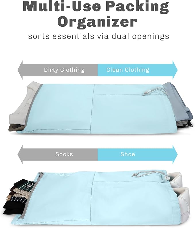 Hynes Eagle 6 Set/ 4 Set/ 2 Set Compression Packing Cubes Travel Essentials Lightweight Nylon Luggage Suitcase Organizer Bag Light Blue 6PCS